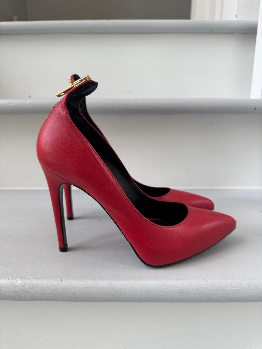 Red Pointed-Toe Stiletto Pumps